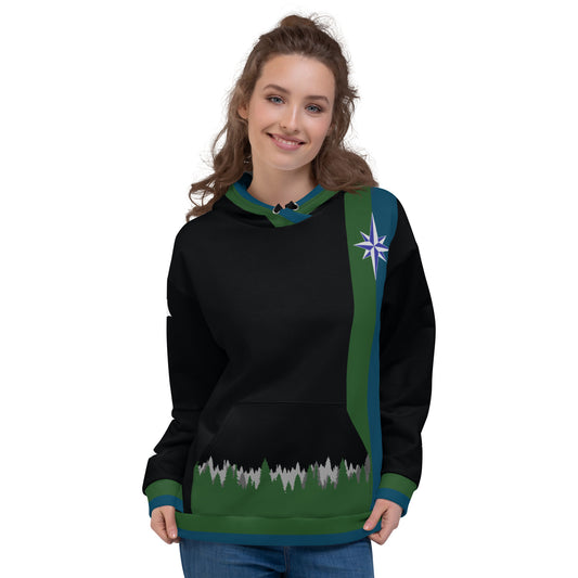 Northern Lights Unisex Pullover Hoodie - Black